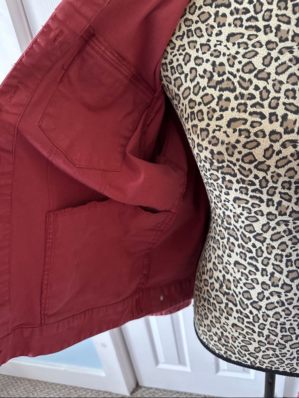 Classic Women's Red Denim Jacket - Picture 3 of 5